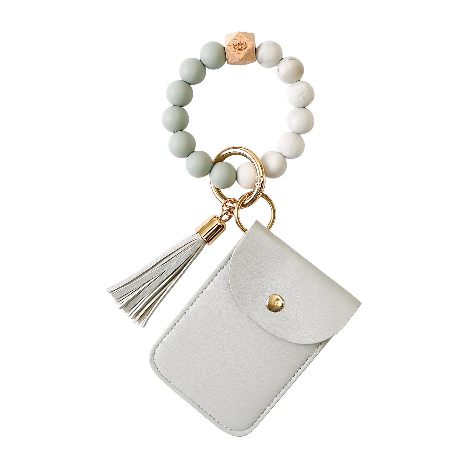 Wholesale Tassel Silicone Wrist Beech Leopard Print Card Bag Keychains